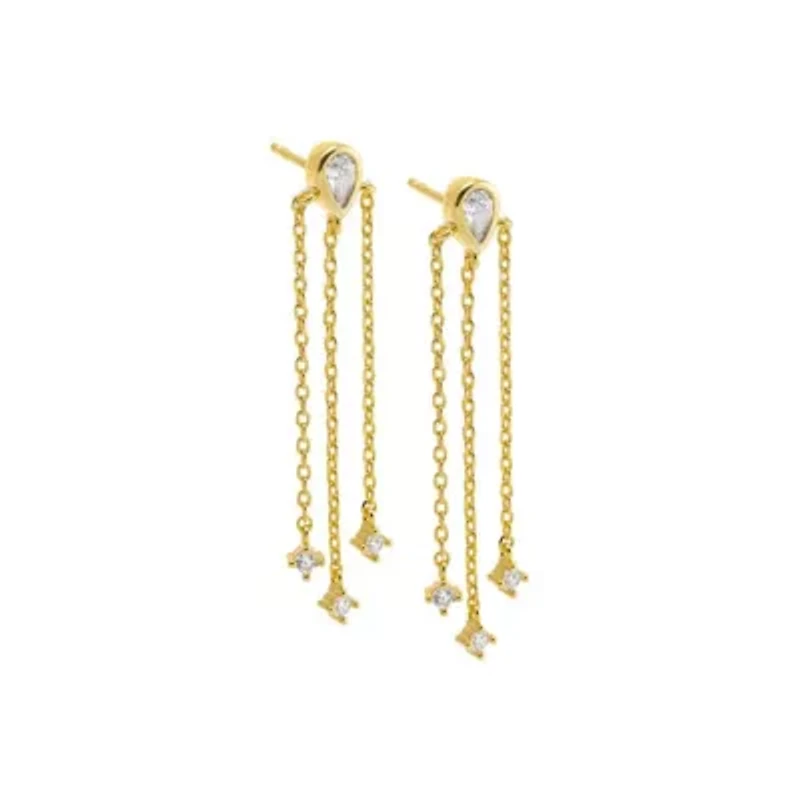 CZ Fringe Drop Stud Earring