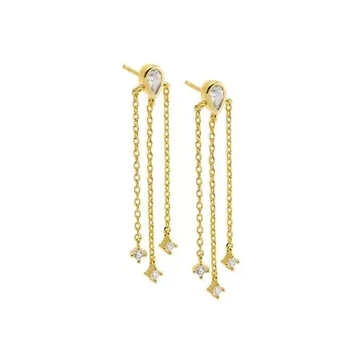 CZ Fringe Drop Stud Earring