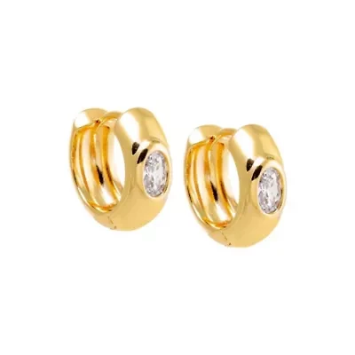 Oval Bezel Wide Huggie Earring
