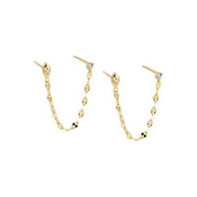 CZ Flat Chain Double Stud Earring