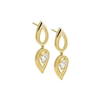 Pave Double Teardrop Fancy Drop Stud Earring