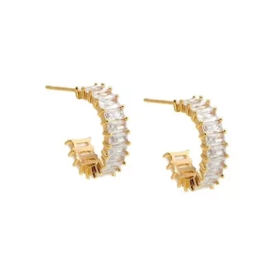 CZ Baguette Hoop Earring