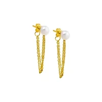 Pearl Drop Chain Front Back Stud Earring
