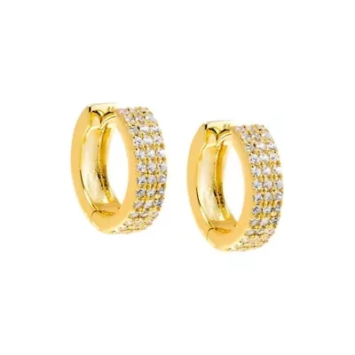 Triple Row Pave Huggie Earring