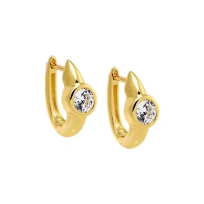 CZ Ascher Bezel Huggie Earring