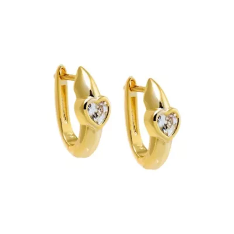 CZ Heart Bezel Huggie Earring