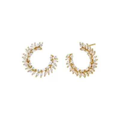 Fancy Scattered Marquise Loop On The Ear Stud Earring