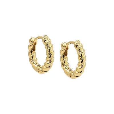 Solid Bubble Twisted Huggie Earring