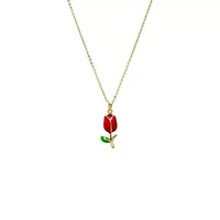 Red & Green Flower Charm Necklace