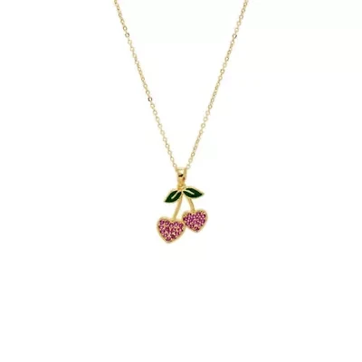 Red Pave Cherry Hearts Pendant Necklace