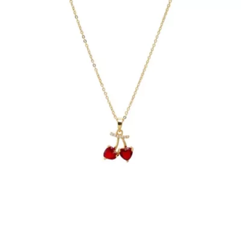 Red Cherry Hearts Charm Necklace