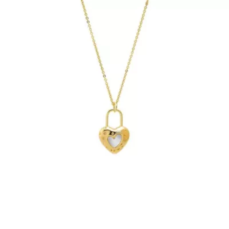 Heart Cutout Lock Shape Pendant Necklace