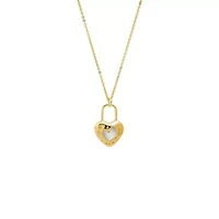 Heart Cutout Lock Shape Pendant Necklace