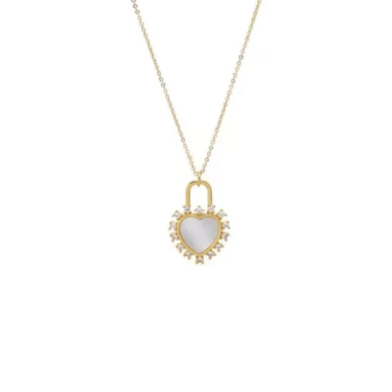 CZ Rimmed Heart Toggle Pendant Necklace