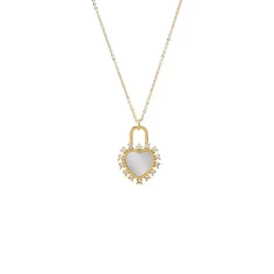 CZ Rimmed Heart Toggle Pendant Necklace