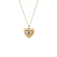 Pave Colored Evil Eye Bubble Heart Locket Necklace