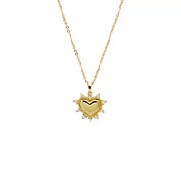CZ Rimmed Puff Heart Pendant Necklace