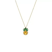 CZ Yellow & Green Pineapple Pendant Necklace