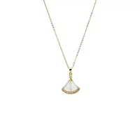 Pave & Mother Of Pearl Fan Shell Pendant Necklace