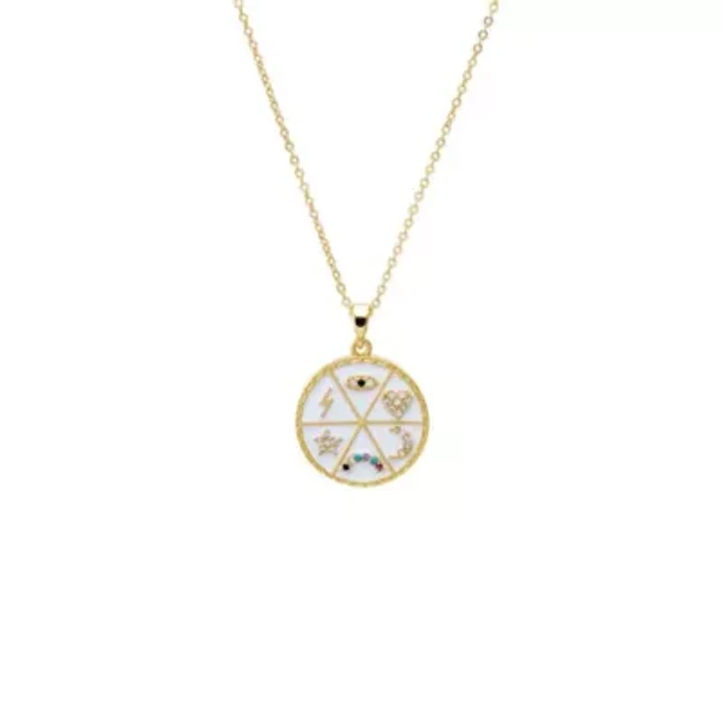 Pave Multi Charm Coin Pendant Necklace