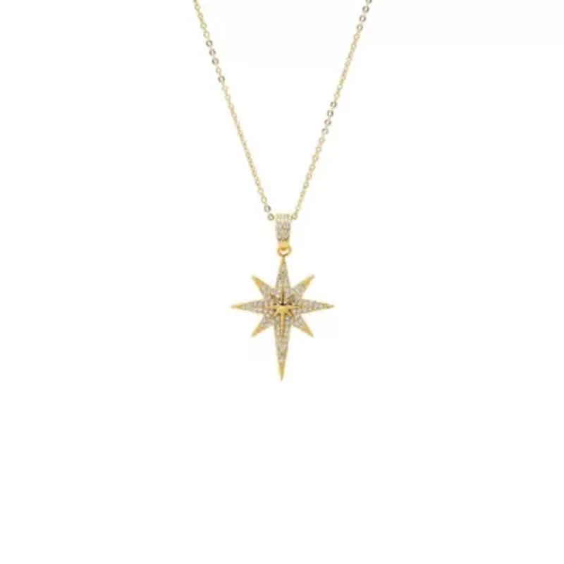 Pave Elongated Starburst Pendant Necklace
