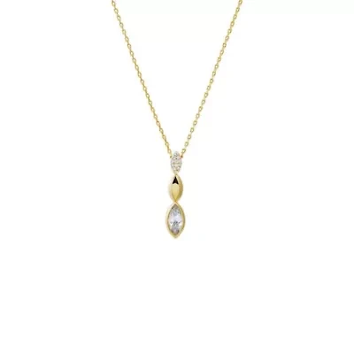 CZ Pave Marquise Stone Drop Necklace