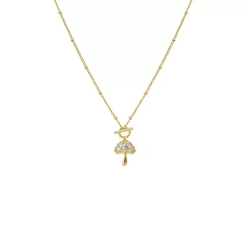 CZ Mushroom Toggle Pendant Necklace