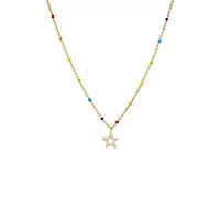 Pave Star Multi Color Beaded Necklace