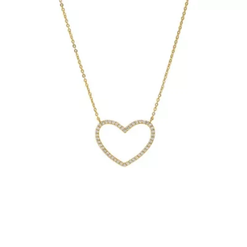 Pave Open Heart Pendant Necklace