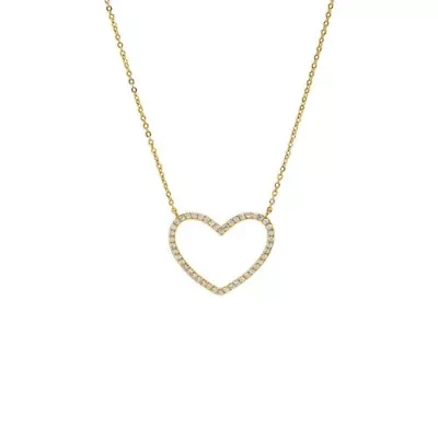 Pave Open Heart Pendant Necklace