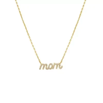 Pave Lowercase Mom Necklace