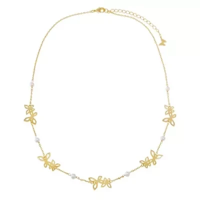 Butterlfies & Pearls Charm Necklace
