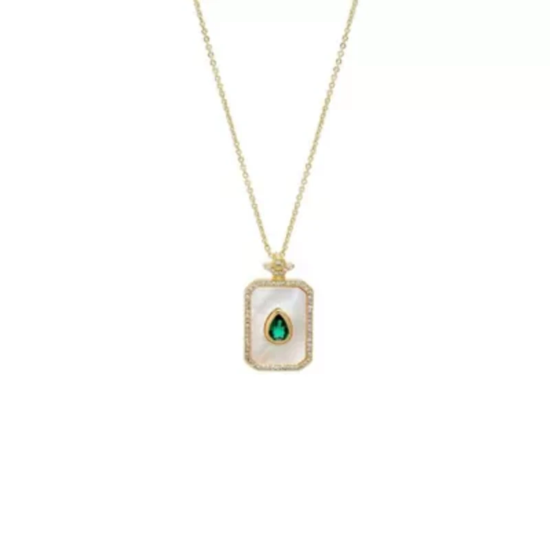 Colored Pear X MOP Dog Tag Necklace