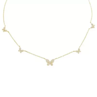 Pavé 5 Butterfly Necklace