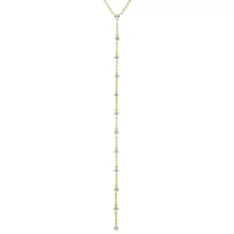 CZ Teardrop Drop Lariat Necklace