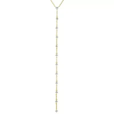 CZ Teardrop Drop Lariat Necklace