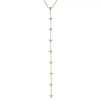 CZ Multi Trio Cluster Drop Lariat Necklace