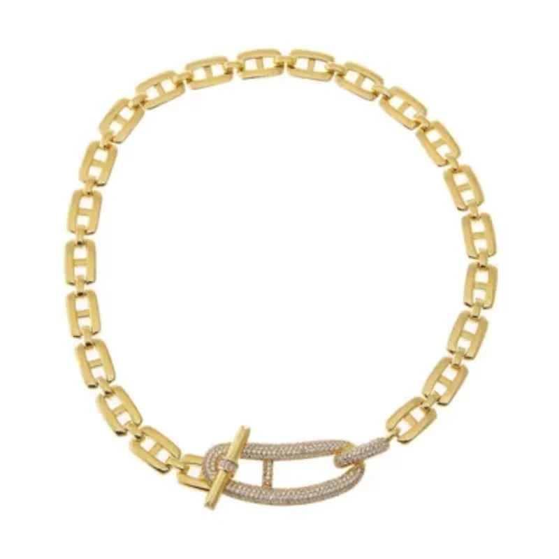 Pave Accented Mariner Toggle Necklace