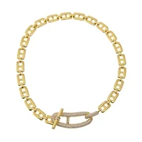 Pave Accented Mariner Toggle Necklace