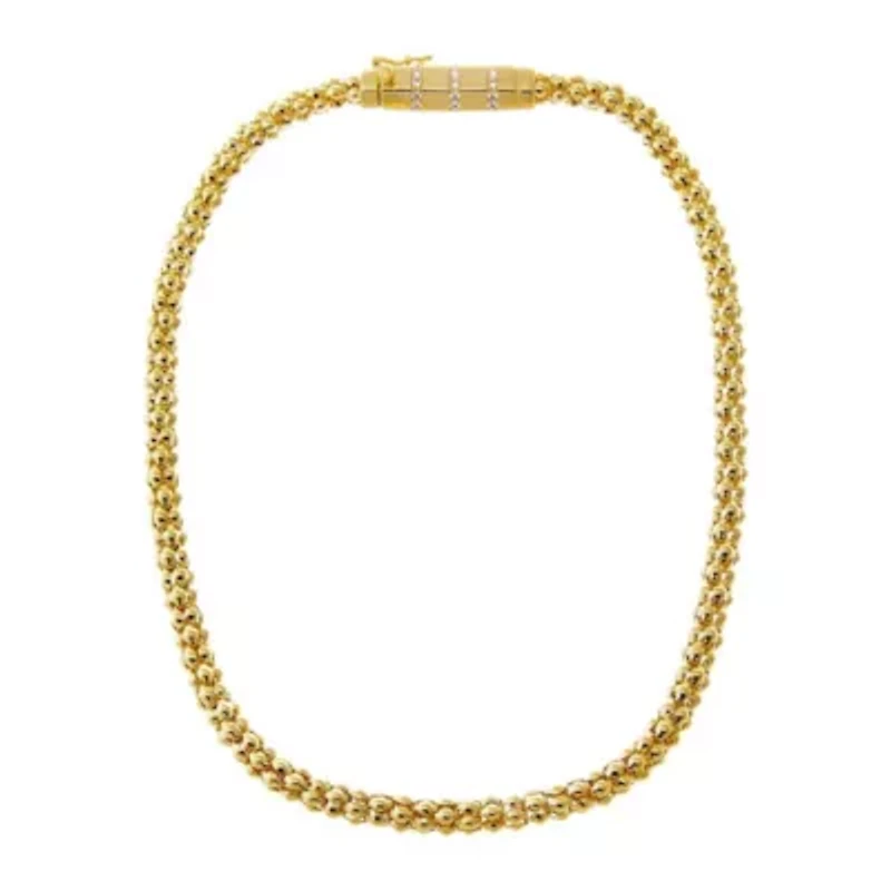 Beaded Cluster Rounded Clasp Pendant Necklace
