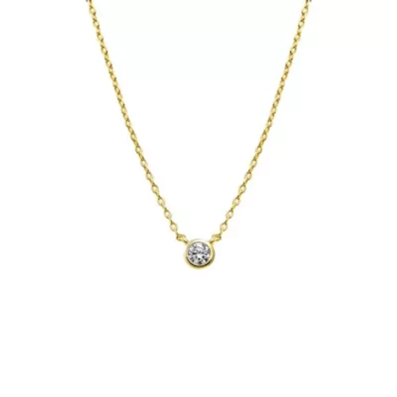 Mini CZ Bezel Pendant Necklace