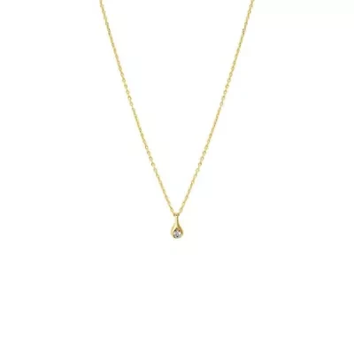 CZ Round Stone Teardrop Bezel Necklace