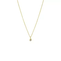 CZ Round Stone Teardrop Bezel Necklace