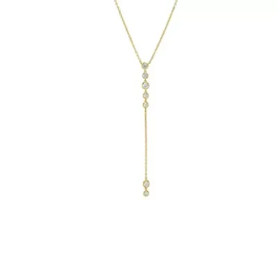 Multi Bezel Stone Drop Lariat Necklace
