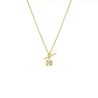 Square Solitaire Stone Toggle Charm Necklace