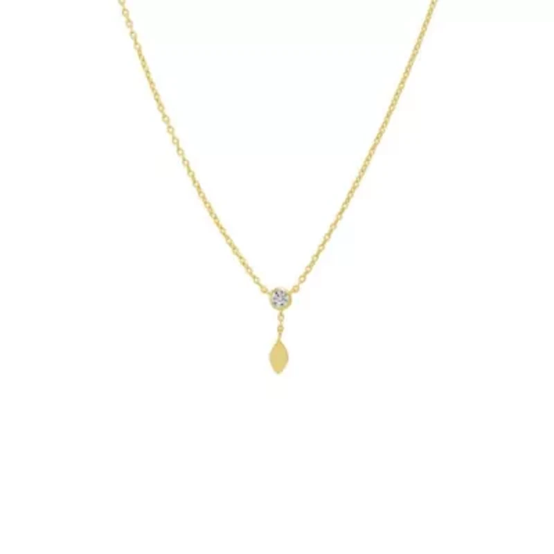 CZ Bezel X Solid Marquise Drop Necklace