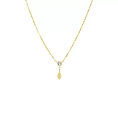 CZ Bezel X Solid Marquise Drop Necklace