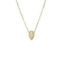 Pave Teardrop Stone Pendant Necklace
