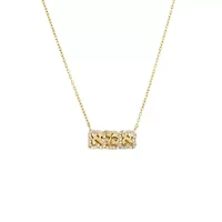 Pave Bubble Hebrew 'Mom' Necklace