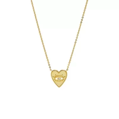 CZ Evil Eye Mini Heart Pendant Necklace
